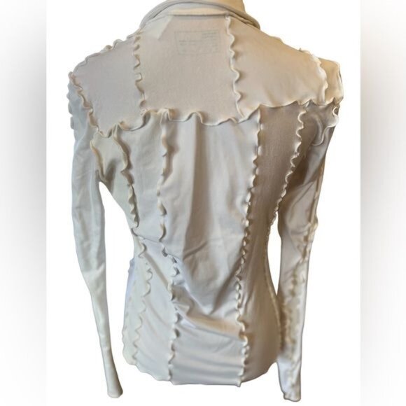 Sherris RTW lettuce trim button down white top NWT Limited Edition long sleeve - Picture 2 of 13